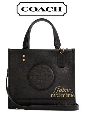 Coach Dempsey 22 Square Tote Crossbody Bag  NEW! Black pebbled leather